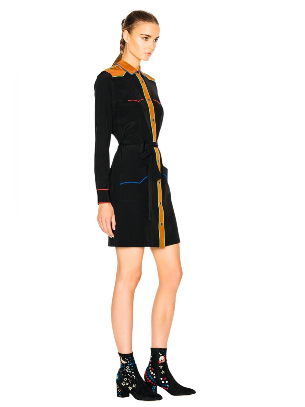 COACH New with Tags SOLID SILK BlACK SHIRT DRESS. Size 2. - Picture 5 of 15